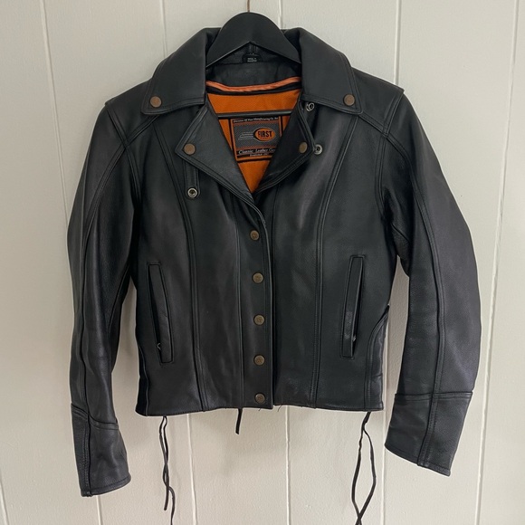 First Manufacturing Co. Classics Leather Gear Motorcycle Jacket M - Picture 1 of 10
